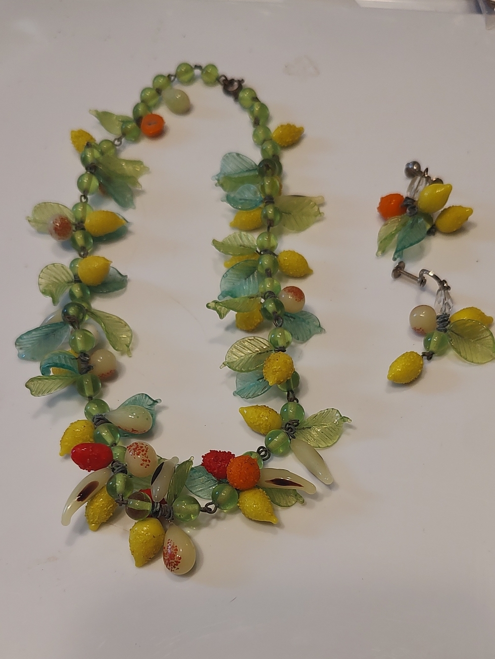 1950s vintage Venetian glass "fruit salad" or "tutti frutti" necklace/Earrings